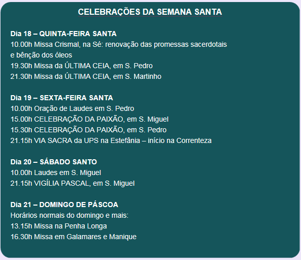 Celebrações Semana Santa 2019