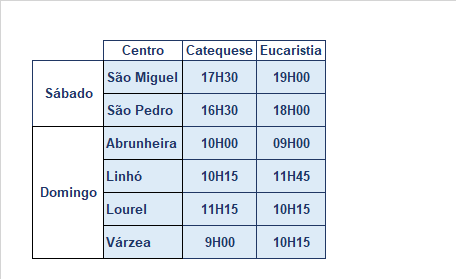 Horários Catequese