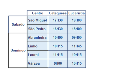 Horários Catequese