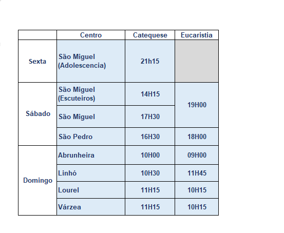 Horários Catequese2023 24