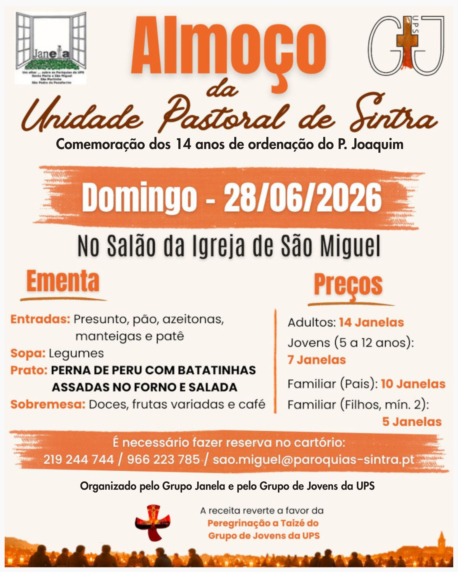 Poster almoço da Unidade Pastoral de Sintra Junho 2026